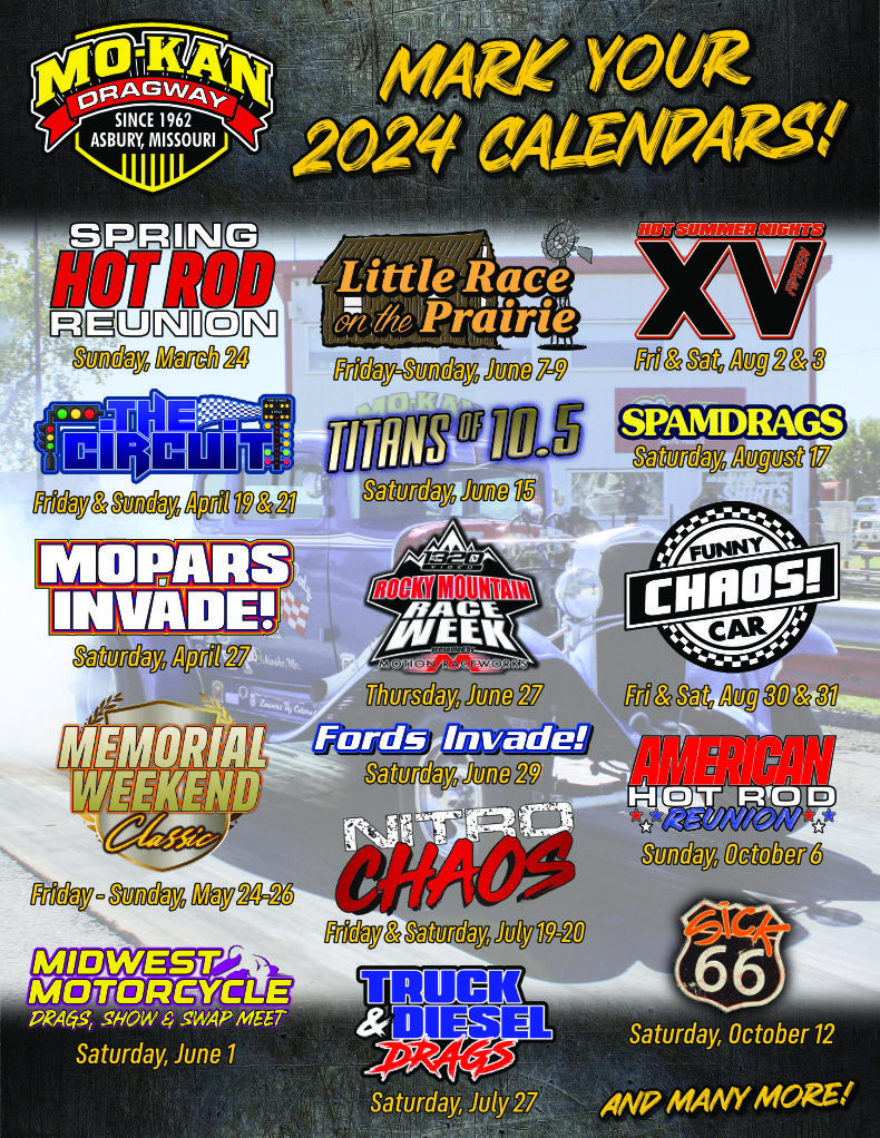 Smokin' MoKan Dragway Schedule Asbury, Missouri WDRA Member Track